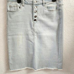 Denim Fringe Light Wash Skirt
